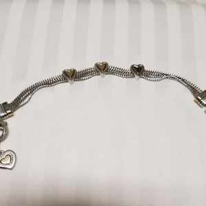 Vintage Brighton Toggle Silver Bracelet with Hearts